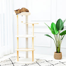 Load image into Gallery viewer, 49&quot; Multi-Level Cat Tree Modern Cat Tower Wooden Activity Center with Scratching Posts Beige
