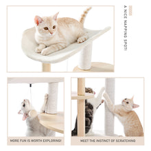 Load image into Gallery viewer, 49&quot; Multi-Level Cat Tree Modern Cat Tower Wooden Activity Center with Scratching Posts Beige
