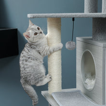 Load image into Gallery viewer, 62&quot; Modern Wood Cat Tree Cats Multi Floor
